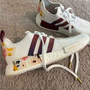 Adidas Women’s Floral White and Burgundy Sneakers
